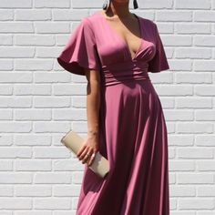 *New** Rose Blush Maxi Dress, Summer Wedding V-Neck Maxi Dress, Modest Maxi Dress - Sml This Is A Beautiful Flowy Dress, That Can Be Dressed Up Or Down. This Dress Is Lined. ***Model Is Wearing A Size Small*** It Comes In Three Sizes Small, Medium And Large. Measurements Charts Are In The Pictures. Get It Now While Supply Last, Only 2 Of Each Size For Modesty Wear An Undershirt / Tank Top Etc. Under Dress And Sill Look Gorgesous. Fitted V-neck Bridesmaid Dress For Spring, Pink V-neck Bridesmaid Dress For Party, Feminine V-neck Dress For Prom, Pink A-line V-neck Evening Dress, Spring V-neck Bridesmaid Dress, Feminine V-neck Evening Dress For Summer, Feminine V-neck Summer Evening Dress, Pink Feminine V-neck Dress For Formal Occasions, Fitted Pink V-neck Dress For Wedding