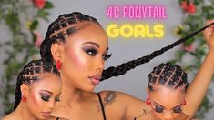 Rubber Band Hairstyles Natural Hair Ponytail, Sleek Low Braided Ponytail, Fall Lippies, Rubberband Hairstyles Natural Hair, Low Braided Ponytail, Elastic Hairstyles, Loc Ponytail, Ponytail Sleek, Sisterlocks Installation