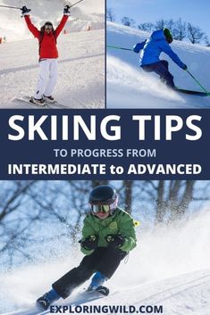 the cover of skiing tips to progress from intermediaitate to advanced