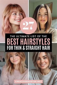 27 Chic Hairstyles for Thin Straight Hair You Need to Try in 2024 – CreativeBooster Textured Long Bob, Long Bobs, Long Layered Cuts, Blonde Hair With Bangs, Try On Hairstyles, Perfect Hairstyle, Radical Change, Flat Hair, Haircut And Color