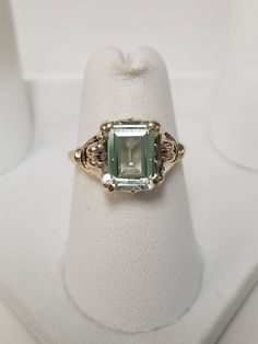 Size 5.5 Estate 10k Yellow Gold 3ct Vaseline Glass Gem or - Etsy Antique 14k Stamped Emerald Anniversary Ring, Classic Collectible Emerald Ring, Vintage White Gold Emerald Ring Hallmarked, Vintage Yellow Gold Emerald Ring With Center Stone, Classic Collectible Yellow Gold Emerald Ring, Vintage Rectangular Emerald Ring Gift, Vintage 14k Gold Emerald Ring With Center Stone, Vintage White Gold Emerald Ring With Diamond Cut, Classic Gold Emerald Ring Collectible