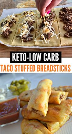 keto - low carb taco stuffed breadsticks are the perfect snack