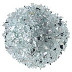 a pile of crushed glass on a white background with clippings to the side