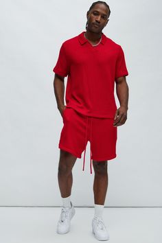 Available In Red. Elastic Waist Drawstring Side Hand Pockets Pair With "Catania Textured Tank" Pair With "Catania Textured Polo" 49% Rayon 29% Polyester 20% Nylon 2% Spandex Imported | Mens Catanina Textured Shorts size 2XL by Fashion Nova Textured Polo, Mens Knit, Catania, Men's Knit, Red Fashion, Fashion Nova, Knit Top, Elastic Waist, Spandex