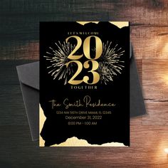 black and gold editable invite. Personalize and print within minutes. Gold Fireworks, Bachelorette Party Signs, New Year's Eve Celebrations, Corporate Party, Office Max, Office Depot, Website Inspiration, Invite Your Friends, New Year’s Eve