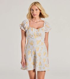 With your favorite jewelry, this floral A-line dress will be adored by all this summer! The playful puff sleeves and tie waist add a touch of whimsy, while the square neckline and short hem keep it sweet and chic. Complete the look with a dainty necklace and lace-up sandals.Fit & FeaturesFloral embroidered woven fabric, woven lining, no stretchShort puff sleevesSquare necklineBack zipper and hook-eye closureTie waistA-line silhouette, short-length hemRuns true to size Summer Brunch Puff Sleeve Dress With Ditsy Floral Print, Summer Puff Sleeve Dress With Ditsy Floral Print, Floral Print A-line Puff Sleeve Dress For Garden Party, Flowy Floral Print Puff Sleeve Dress For Summer, Flowy Puff Sleeve Dress With Floral Print For Summer, Feminine Summer Floral Print Puff Sleeve Dress, Summer Floral Dress With Puff Sleeves, White Feminine Floral Dress With Puff Sleeves, Feminine Puff Sleeve Dress For Summer Garden Party