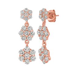 2.50 Carat Natural Diamond Earrings G SI 14K Rose Gold 100% Natural, Not Enhanced in any way Round Cut Diamond Earrings 2.50CT G-H SI 14K Rose Gold, 4.4 grams, Prong 1 inch in height, 5/16 inch in width 42 diamonds E5615P ALL OUR ITEMS ARE MADE TO ORDER. ALL ITEMS AVAILABLE TO BE ORDERED IN 14K WHITE, ROSE OR YELLOW GOLD UPON REQUEST. All Chains of Pendants and Necklaces Can be Requested in 16'' or 18'' Length. . This item is proudly handcrafted in the USA. Perfect gift on any occasion. This Ite Round Cut Diamond Earrings, Flower Drop Earrings, Luxury Diamonds, Wedding Jewelry Earrings, Eternity Ring Diamond, Diamond Rings Bands, Diamond Flower, Big Earrings, Timeless Jewelry