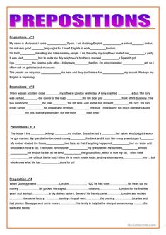 the prepositions worksheet is shown in purple and orange, with an orange border