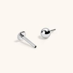 Little Sphere Push Pin Flat Back Earring (Titanium - Silver) Nap Earrings, Lobe Piercings, Cartilage Piercings, Tragus Conch, Cartilage Earrings Stud, Flat Back Earrings, 18k Gold Earrings, Lobe Piercing, Traditional Earrings