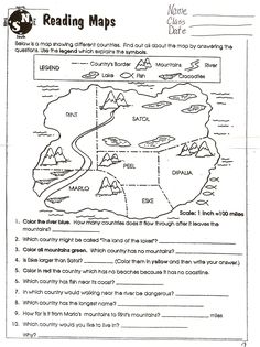 reading maps worksheet with answers for students to use in their class's book