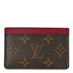 This is an authentic LOUIS VUITTON Monogram Card Holder in Fuchsia. This stylish cardholder is crafted of classic Louis Vuitton monogram on toile canvas and dark pink cross-grain leather and features two card slots on either side of the center card slot. Designer Monogram Canvas Wallets For Business, Luxury Monogram Canvas Wallet With Card Slots, Louis Vuitton Card Holder, Pink Cross, Louis Vuitton Wallet, Card Holder Wallet, Dark Pink, Authentic Louis Vuitton, Louis Vuitton Monogram