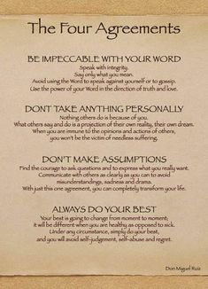 the four agreements are written on parchment paper