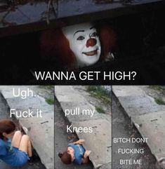 #stoner #cannabis #weed #cannabiscommunity #marijuana #weedporn #thc #weedstagram #highlife #hightimes Funny Horror, The Clown, Relatable Post Funny, Very Funny Pictures, Funny Profile Pictures, Some Funny Jokes