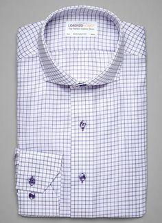 The Maxwell in Purple Windowpane truly elegant shirt with a subtle texture and a nuanced windowpane pattern. It is rich whether worn with any color suit or, dressed down, with a pair of jeans or chinos. The easy care technology infused in the high density, luxury fabric ensures you stay crisp through the day into night. The Maxwell is uniquely tailored to do away with all the extra fabric around the waist and is suitable for a wide variety of body types.

• Regular Fit: The Maxwell (Trim Regula Perfect White Shirt, Luxury Fabric, Elegant Shirt, Extra Fabric, Formal Shirts, Modern Man, Dressed Down, Luxury Fabrics, Neck Shirt