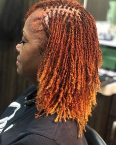 Noir Naturally Studio (Tarika) | We had to get her some more color for the summer! Swipe 👈🏾for the Before and After! #color #sisterlocks #sisterlockscolor #sisterlocs… | Instagram Color On Sisterlocks, Micro Locs Color, Colored Microlocs Black Women, Color Sisterlocks, Ginger Sisterlocks, Red Sisterlocks, Microloc Inspiration, Colored Sisterlocks, Microlocs Styles