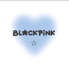 the word blackpink written on a blue background with a white heart and star