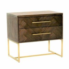 Mosaic 30 Inch Nightstand Dark Brown Metal and Wood Nightstands LOOMLAN By Essentials For Living Nightstand Rustic, Table Png, Transitional Nightstand, Herringbone Wood, Rustic Nightstand, Style Nightstand, High Beds, Nightstand Set Of 2, Herringbone Design