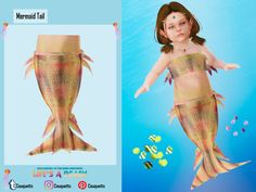 an image of a mermaid tail with fish tails on it's head and bottom