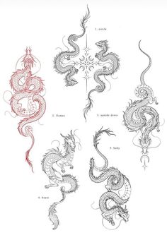 the chinese dragon symbols are drawn in red and black ink on white paper, which reads flash week three