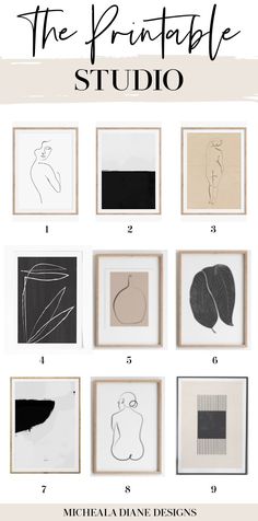 the printable studio poster with different shapes and sizes