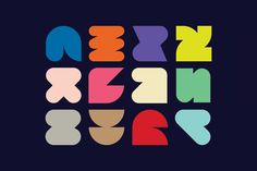 the letters are multicolored and have different shapes