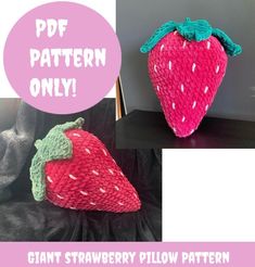 two crocheted strawberries sitting next to each other