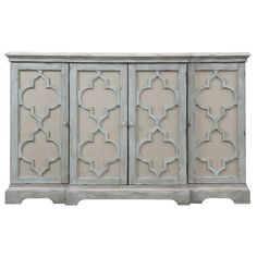 the sideboard is made out of wood and has an intricate design