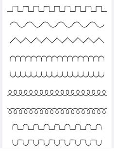 a set of different lines that have been drawn in black and white, with the same line