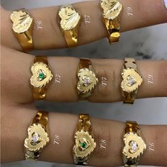 Women's Ring With Different Ornaments Made Of 18k Gold. Golden Ring, Jewelry Lookbook, Ring Color, Girly Jewelry, How To Make Ornaments, Women Rings, 18k Gold, Lookbook, Women Accessories