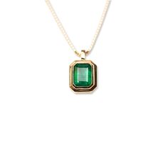 14k Emerald Bezel necklaceFeaturing a lustrous and stunning Zambian emerald forged in 14k yellow gold. We love the enhanced statement that this setting makes with its thick layer of gold perfectly bordering the natural emerald cut stone. Choose between a simple cable chain, or a box chain. Material: 14k Solid Gold Chain: 14k Cable Chain or Box ChainEmerald Carat weight: Approximately 1.5 CTWMade to order. Please allow 1 - 3 weeks for processing. Gold Emerald Cut Emerald Necklace, Classic Yellow Gold Emerald Cut Necklace, Yellow Gold Necklace With Emerald Cut Bezel Setting, Yellow Gold Emerald-cut Necklace With Bezel Setting, Yellow Gold Emerald Cut Necklace With Bezel Setting, Timeless Gold Necklace With Emerald Cut, Fine Jewelry Gold Emerald Cut Emerald Necklace, Gold Emerald Cut Necklace In Fine Jewelry Style, Classic 14k Gold Emerald Cut Emerald Necklace