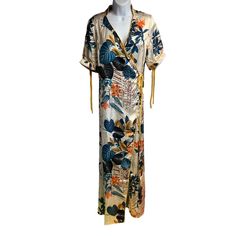 New With Tag La Coalition Satin Floral Tropical Print Wrap Tie Long Maxi Dress Long Maxi Wrap Dress With Tie 100% Polyester Made In China Color: Cream/Multicolor Shoulder To Bottom Hem: 56.5" Pit To Bottom Hem: 47" Pit To Pit Measurements: 19" No Rips, Stains, Or Holes Excellent Used Condition Stock No.: Nb#21 Check Out My Other Listings, Bundle And Save** Floral Print Wrap Dress For Party, Floral Print Wrap Party Dress, Floral Print Maxi Wrap Dress For Vacation, Floral Print Wrap Beach Dress, Beach Wrap Dress With Floral Print, Floral Print Wrap Dress For Vacation, Bohemian Short Sleeve Wrap Dress For Vacation, Spring Holiday Long Maxi Dress, Floral Print Wrap Dress For Beach