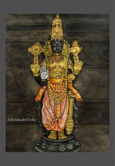 an image of a statue of lord hantudraa in gold and black colors