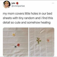 two pictures of the same bed with flowers on it and one has been made to look like