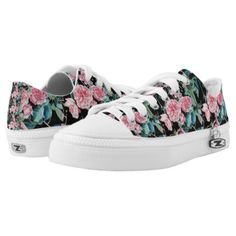 Pink Rose Black Floral Watercolor Ladies Runners Low-Top Sneakers Peach Peony, Wedding Flowers Peonies, Peach Peonies, Dark Sea Green, Wedding Products, Blue Peonies, Dark Sea, Peony Rose, Spring Ideas