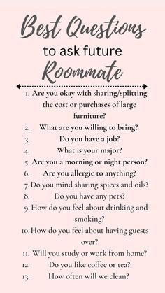 Questions, questions to ask, questions to get to know someone, apartment Roommate Questions, Roommate Agreement, First Apartment Tips, Questions To Get To Know Someone, Night Person, First Apartment Essentials, First Apartment Checklist, Roommate Gifts