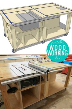 an image of a workbench being built with the words building plan below it