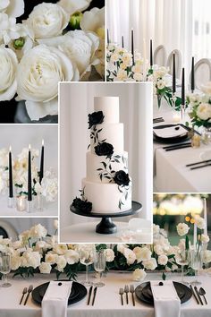 Black and white wedding color palette with modern decor elements. Rose Gold Wedding Palette, Wedding Alcohol Calculator, Navy And Sage, Best Wedding Websites, Father Daughter Dance Songs, Black Tableware, Wedding Color Palettes, Burnt Orange Weddings, Green Wedding Colors