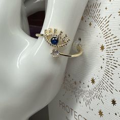 Brand New. Size 9 Retails $35 Eye Ring, Womens Jewelry Rings, Blue Gold, Cubic Zirconia, Flash, Plating, Women Jewelry, Brand New, Gemstones