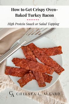 how to get crispy oven - baked turkey bacon high protein snack or salad topping