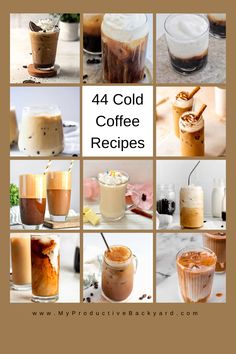 the four different types of cold drinks are shown in this collage with text overlay