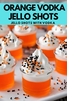 orange vodka jello shots with yogurt and sprinkles on top