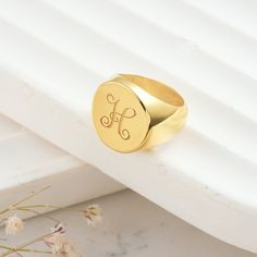 Gold Initial Signet Ring,Personalized Monogram Ring,Engraved Signet Ring,Custom Initial Ring,Mothers Day Gift,Letter Ring ABOUT PRODUCTS; Handmade with 14k Gold,925 Solid Sterling Silver We have color options. Silver Gold Rose gold Product Name: Custom Signet Ring - Elegant Family Heritage Collection Product Description: Presenting with pride by DreamNecklaceArt: A part of the Elegant Family Heritage Collection, this custom-designed Signet Ring brings together elegance and your loved ones. Each Letter Signet Ring, Engraved Signet Ring, Gift Letter, Custom Signet Ring, Ring Elegant, Letter Ring, Monogram Ring, Letter Gifts, Family Heritage