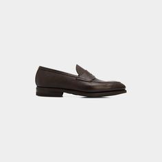 Bontoni "Principe" loafers in grained calf leather with tonal topstitching  Hand-sewn raised stitching detail Penny keeper strap at vamp Apron toe Padded footbed; leather lining Leather sole 1 1/8" stacked heel Made in Italy Stacked Heel, Calf Leather, Hand Sewing, Loafers, Tops Designs, Heels, Luxury Fashion, Leather