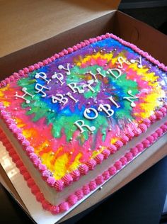 a birthday cake in a box with the words best ideas about the dye cakes on pinterest