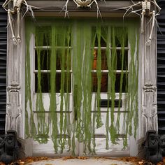 halloween decorations on the front door of a house