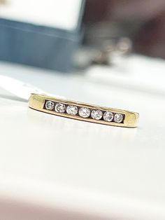 a close up of a ring on a table