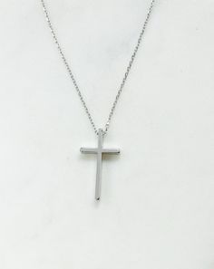 "Silver cross necklace, cross necklace, religious necklace cross, religious gift, simple cross necklace, silver necklace, religious gifts women Simple and elegant shiny silver plated cross necklace. D E T A I L S: * Silver plated cross pendant charm 13mm x 23mm * Silver plated chain *Lobster clasp closure *Shown at 18\" length SHIPPING: *Free domestic shipping on all orders PACKAGING: *All pieces come beautifully packaged, perfect for gift giving. Find more to ❤️ here: http://etsy.com/shop/theje Minimalist Cross Necklace For Everyday, Minimalist Daily Wear Cross Pendant Necklace, Minimalist Everyday Cross Necklace, Minimalist Cross Pendant Necklace For Everyday, Everyday Minimalist Cross Pendant Necklace, Minimalist Cross Pendant Necklace For Everyday Wear, Simple Sterling Silver Cross Pendant Necklace, Simple Everyday Cross Necklace, Simple Everyday Cross Pendant Necklace