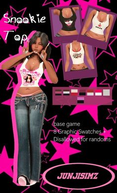 an advertisement for a women's clothing line with pink stars on the back and black background