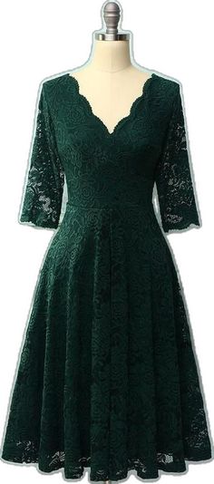 Green Half Sleeve Fall Dresses, Green Half Sleeve Dress For Fall, Green Fitted Dress With 3/4 Sleeves, V Neck Homecoming Dress, How To Measure, Homecoming Dress, Choose Colors, We Need, Homecoming Dresses