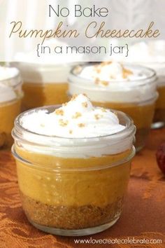 no bake pumpkin cheesecake in a mason jar